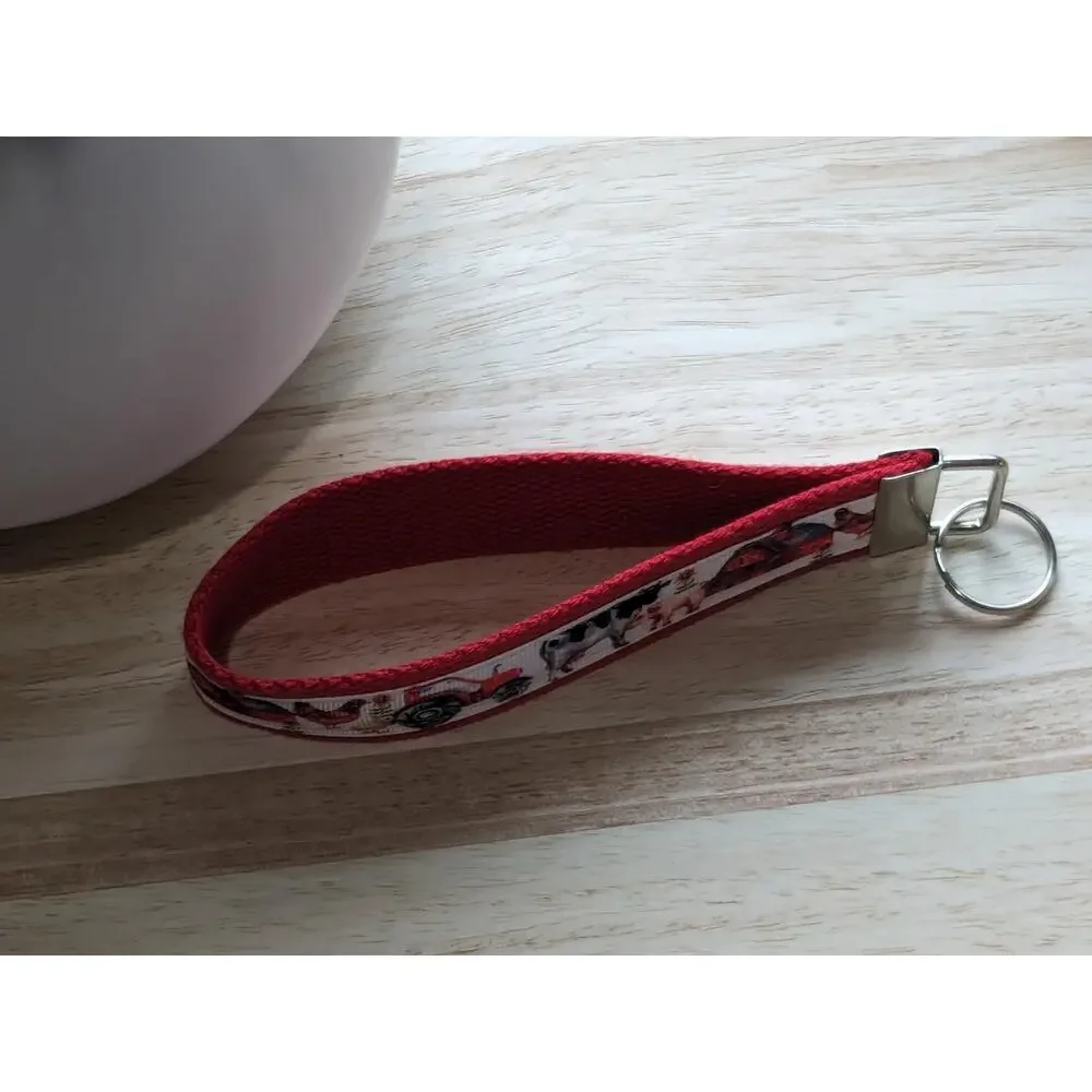 Farm Keychain Wristlet Handmade Fabric Key FOB Cow‎ Chicken Tractor Barn Farmer